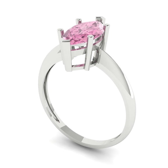 1.5 ct Marquise Cut Simulated Pink Diamond Solitaire Engagement Ring for Women in 18K White Gold