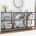 thumbnail image 2 of Gymax 3-Tier Console Table w/ Faux Marble Top Storage Shelves for Hallway Living Room Rustic Brown, 2 of 10