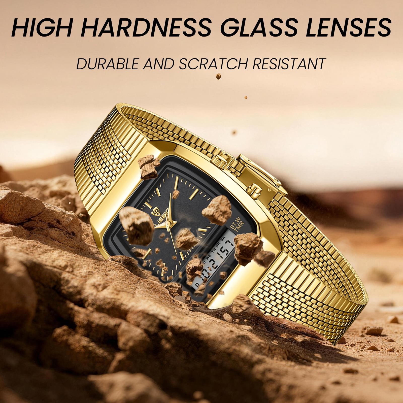 SKMEI Watch for Men Retro Analog Digital Watches Square Dual Display Men's Watches Luxury Stylish Casual Wristwatches