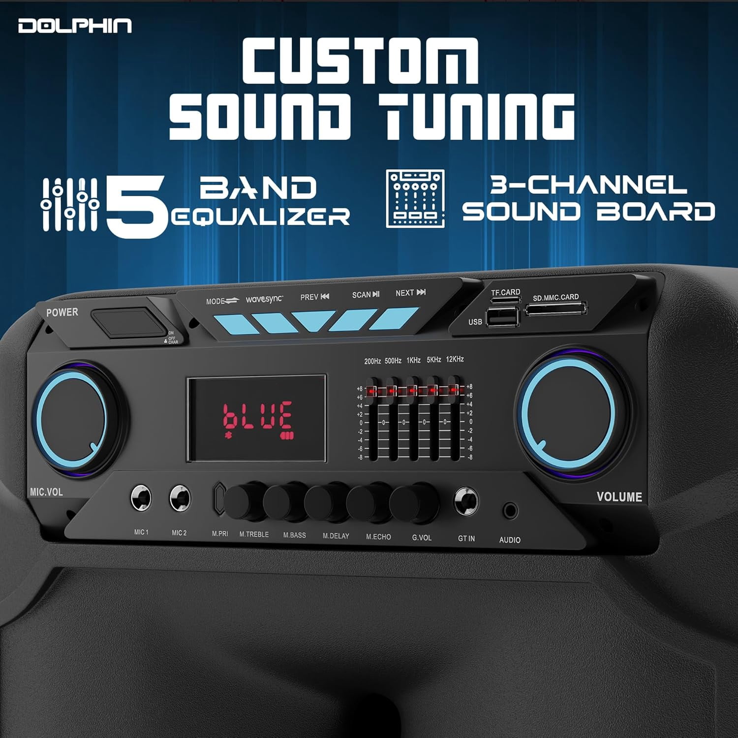 Dolphin SP-1500RBT BoxParty 1500: High Power 15" Woofer w/Loud & DEEP BASS | Portable Party Bluetooth Speaker with Sound Activated Lights
