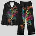 thumbnail image 2 of Moxiu Mardi Gras Pajamas for Women 2025 Loungrwear Set Festivel Long Sleeve Button Down Shirts Pant Carnival Holiday Pjs Sleepwear Multicolor,XL, 2 of 5