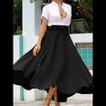 thumbnail image 4 of Vestido Bohemio, Elegante, Informal, de Cintura Alta y Estilo Irregular con Bolsillos para Mujer Negro L, 4 of 9