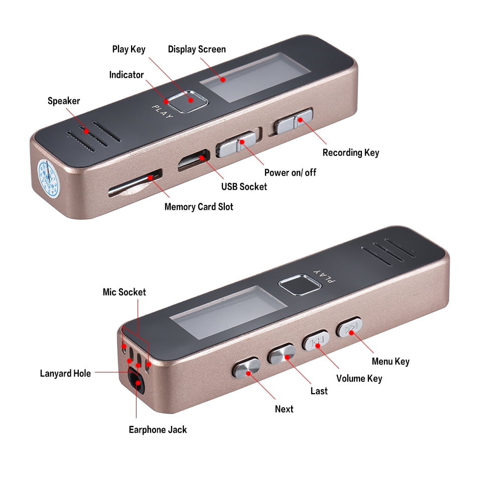 Tomshine Digital Voice Recorder Audio Dictaphone MP3 Player USB Flash Disk for Meeting