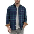 thumbnail image 4 of LNWUY Flannel Shirt for Men Button Shirts Long Sleeve Casual Cozy Vintage Cowboy Plaid Soft Long Sleeve Blouse Shirt Green S, 4 of 5