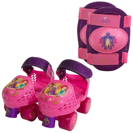 Disney Princess Kid's Rollerskates with Knee Pads, Junior Size
