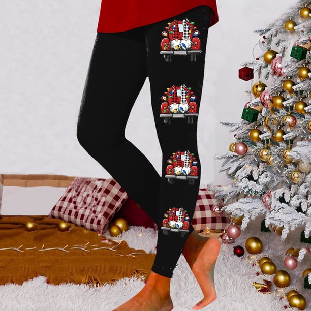 WILLBEST Leggings de Entrenamiento de Cintura Alta Para Mujer, Pantalones de Yoga Suaves y Elásticos Con Estampado Navideño, Diseño de Bloques de Color Para Fitness y Running. Extra Grande
