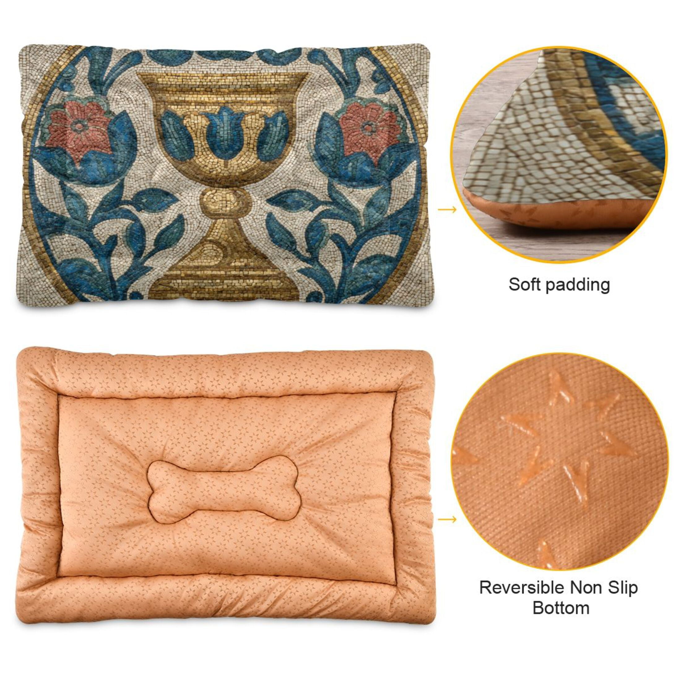 Cozy Mat Pet Bed Indoor Outdoor Warm Soft For Cat Dog Puppy(S/M) A Medieval Mosaic Pattern