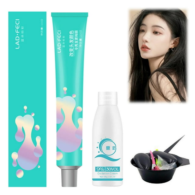 Tinte nutritivo para el cabello a base de plantas - Incluye kit completo. Coloración popular para el cabello - Crema de tinte nutritiva para el cabello a base de plantas, 100 ml.