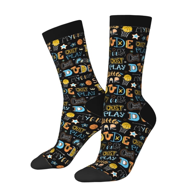 Balery Basketball Pattern Crew Socks Unisex– Soft & Breathable Socks for Men & Women, One-Size Fits Most (US 5-11), Comfortable & Durable for Daily Wear