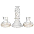 thumbnail image 7 of Handmade Mango Wood Eco-friendly Traditional Antique White Set Of Three 6",9" & 6" Pillar Candle Holder, 7 of 7