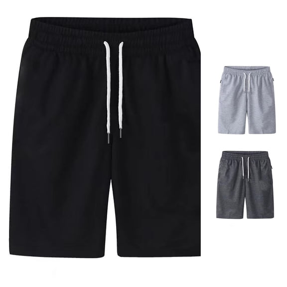 XIAONU Men's Solid Athletic Shorts Drawstring Waist Side Pockets Sport Bottoms