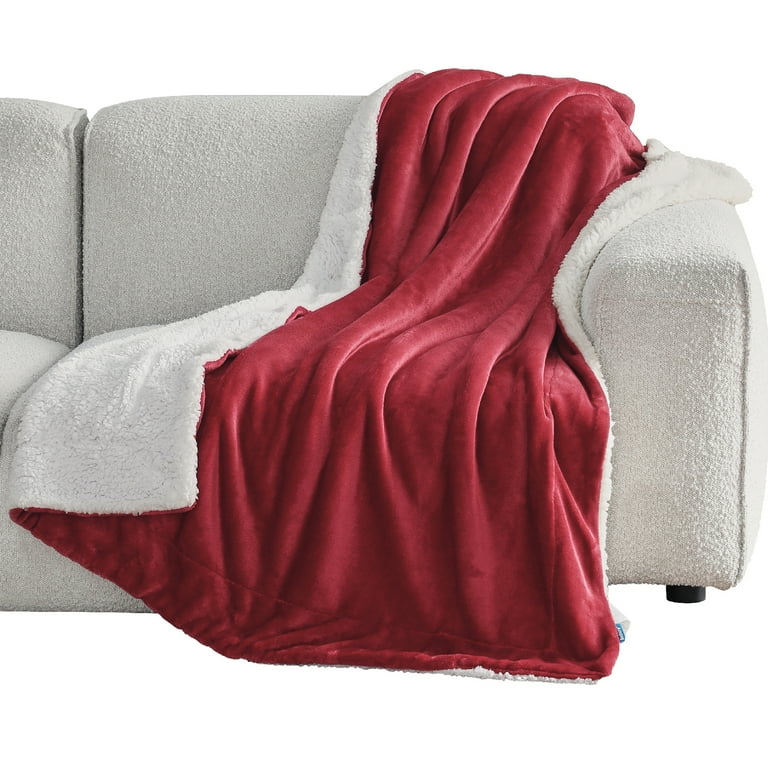 Bedsure Sherpa Fleece Throw Blanket Twin Size Red Thick and Warm Soft Fuzzy Blanket 60x80 Inches