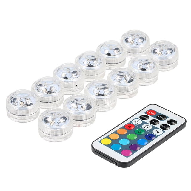 Graflsoa Lot de 12 Mini Lumières LED RGB Télécommandées, IP68 Étanche, 13 Couleurs, Parfait pour la Décoration