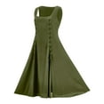 thumbnail image 2 of Women's Sleeveless Gothic Dress Halloween Costumes Renaissance Vintage Medieval Solid Color Cosplay Midi Dresses S-2XL, 2 of 6