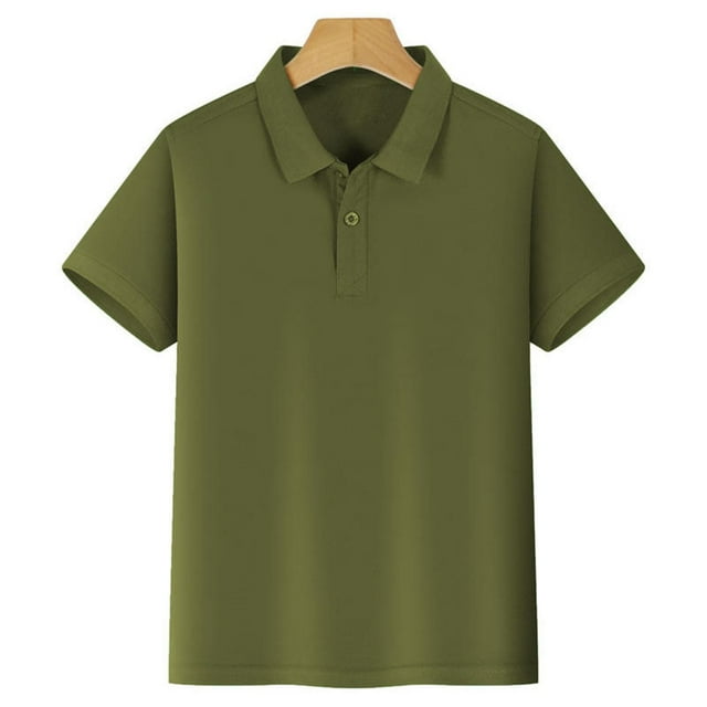 Kids Short Sleeve Shirt, Polo Style Button Closure, Soft Fabric, Unisex