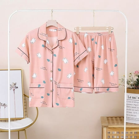 

DanceeMangoo Women Comfortable Pyjamas 5XL 6XL 7XL Short Sleeve Casual Homewear Spring Summer Pajama Sets Full Cotton Sleepwear Set