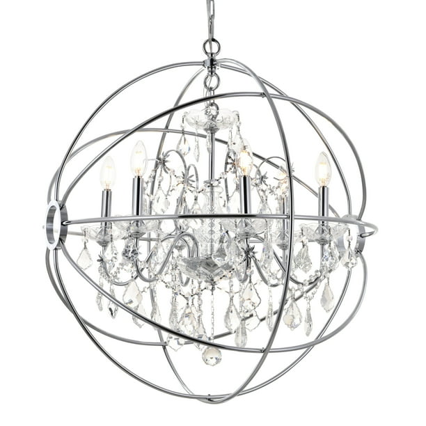 Elegant Lighting Ld8801d25 Cordelia 6 Light 26" Wide Crystal Globe
