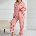 thumbnail image 2 of Womens Plus Size Heart Print Pajama Set Long Sleeve Long Pants Two Piece Sleepwear, 2 of 7