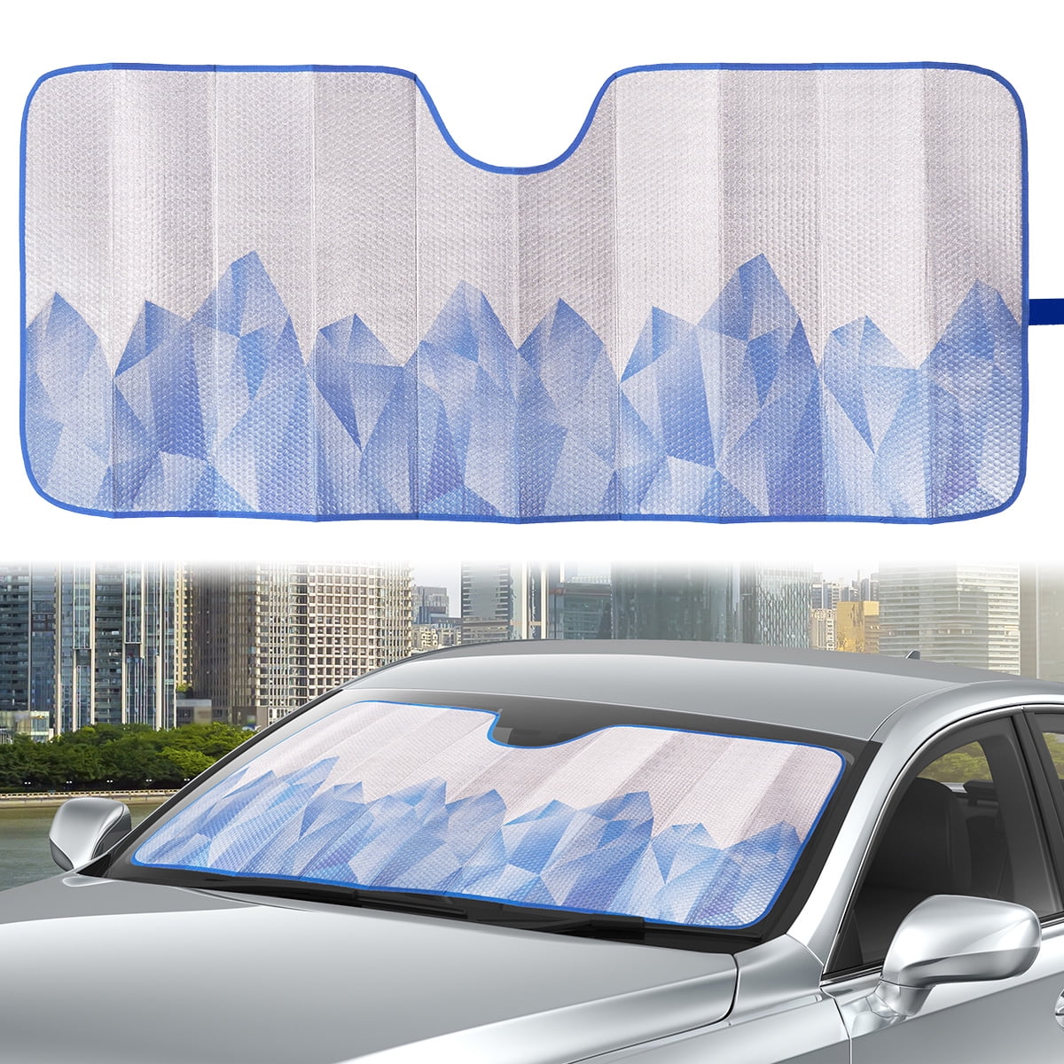 Auto Drive Diamond Foldable Accordion Sun Shade, Size 63'' x 28.5