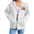 thumbnail image 5 of thefmos Women's Hooded Zip Up Long Sleeve Halloween Print Jacket with Pocket Solid Color Casual Outerwear Fashion Fall Winter Outfit, White L, 5 of 8