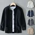 thumbnail image 3 of MYG Mens Chinese Style Long Sleeves Blouse Button Down Tang Suit Uniform Shirts Tops, 3 of 9