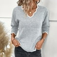 thumbnail image 2 of Lixiuxyad V Neck Knit Cute Pullover For Women Gray, 2 of 5