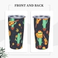 thumbnail image 4 of Vaso de acero inoxidable con tapa y diseño floral de cactus mexicano, taza térmica portátil de 20 oz, 4 of 7