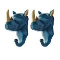 thumbnail image 1 of Gancho para abrigos con forma de Animal, soporte para llaves, soporte de pared (rinoceronte azul), 2 uds., 1 of 5