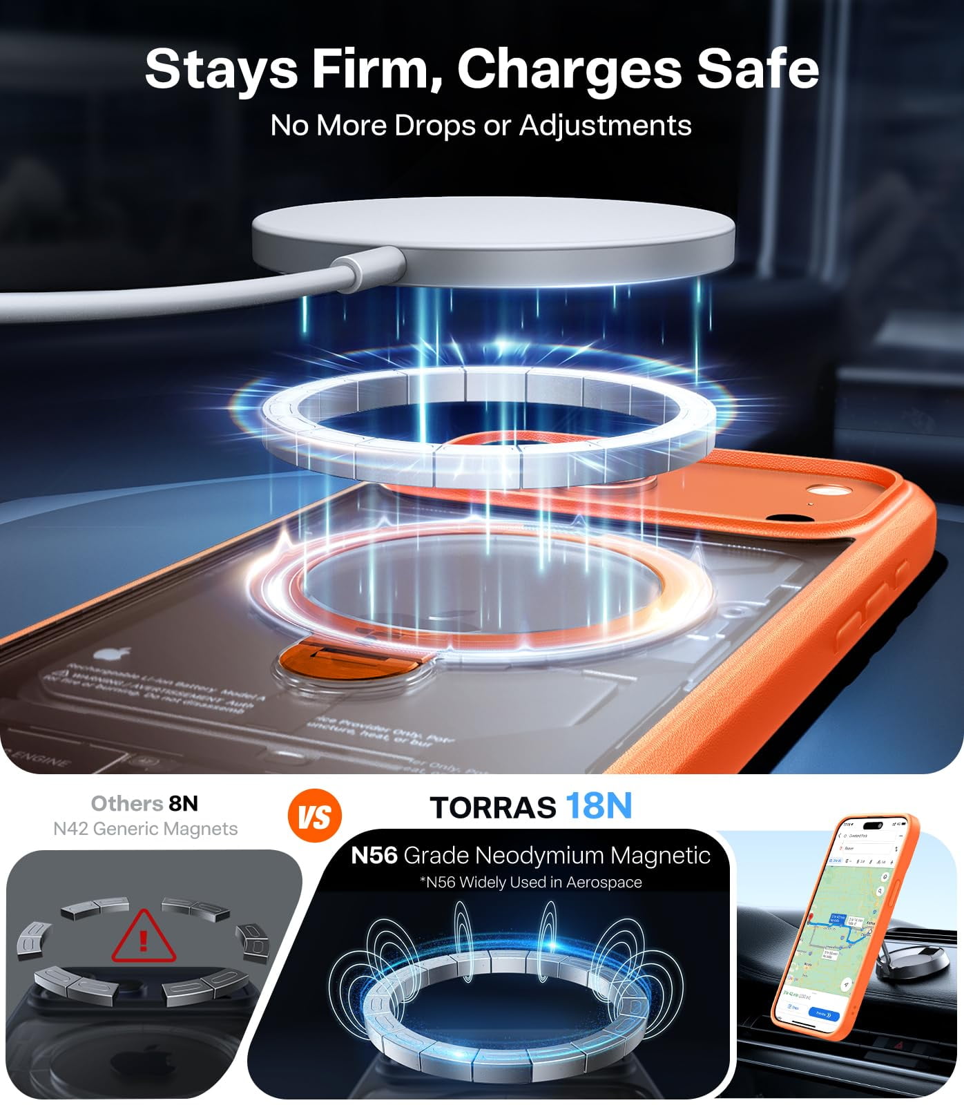 TORRAS Q3 Spin for iPhone 17 Pro Max Case with Camera Control Button, Wireless Charging Compatible, Shookproof Magnetic 360 Kickstand  for 17 Pro Max Phone Case with Stand, Cosmic Orange