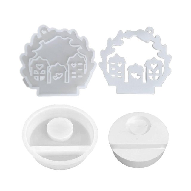 Creative House Series Pendant Resin Molds Unique Candlestick Inserts Mold Artistic Jewelry Projects Crafting Resin Mould