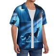 thumbnail image 2 of Balery A Wolf Barks Out A Window Camisa Casual de Manga Corta con Botones para Hombre, Texturizada, Estilo Cubano, para Playa, Verano-X-Large, 2 of 5