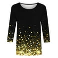 thumbnail image 3 of Blouses pour Femmes T-Shirt Imprimé Manches 3/4 Blouse Col Rond Décontracté, Blouses pour Femmes T-Shirts pour Femmes, Blouses pour Femmes Décontractées, 3 of 4