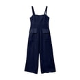 thumbnail image 4 of Asgosdo Women Cotton Linen Overalls Square Neck Sleeveless Capris Rompers Casual Comfy Jumpsuits with Pockets, 4 of 5