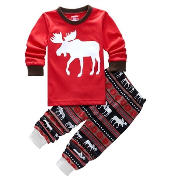 Conjuntos de pijamas de Navidad para niños, pijama a rayas para niños, ropa de dormir de Año Nuevo para niñas, pijamas de algodón para niños pequeños, ropa 100 4T Gao Jinjia LED