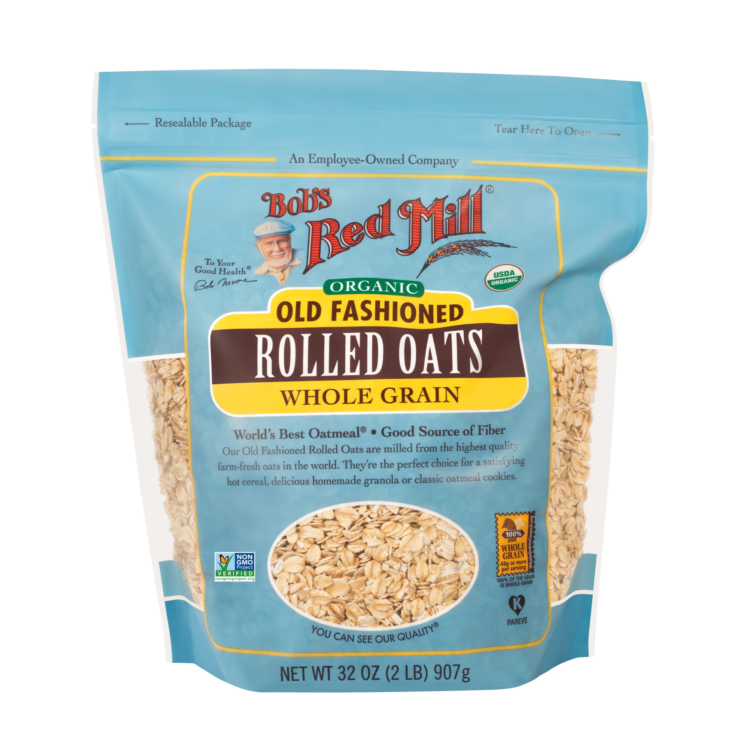 (2 pack) Bob's Red Mill Non-GMO Organic Old Fashioned Rolled Oats 32 oz Bag