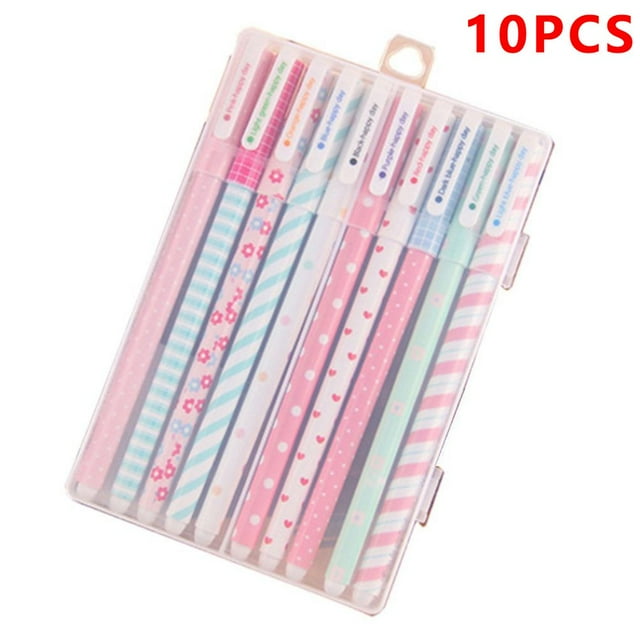 VONKY 10 Pcs Stylo Gel Coloré en Plastique avec Style Frais Mignon Stylo Gel Pastel pour Étudiants