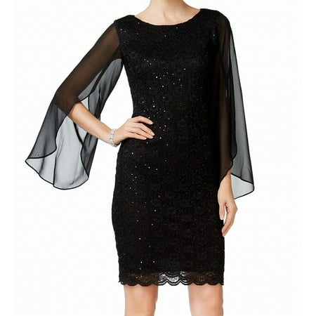 Connected Women's Illusion Angel-Sleeve Lace Sheath