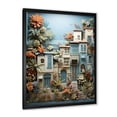 thumbnail image 2 of Designart "Modern Collage Fishing Village Life I" Coastal Framed Wall Art - Coastal Blue Coastal Windows Hallway Framed Wall Art Decor, 2 of 6