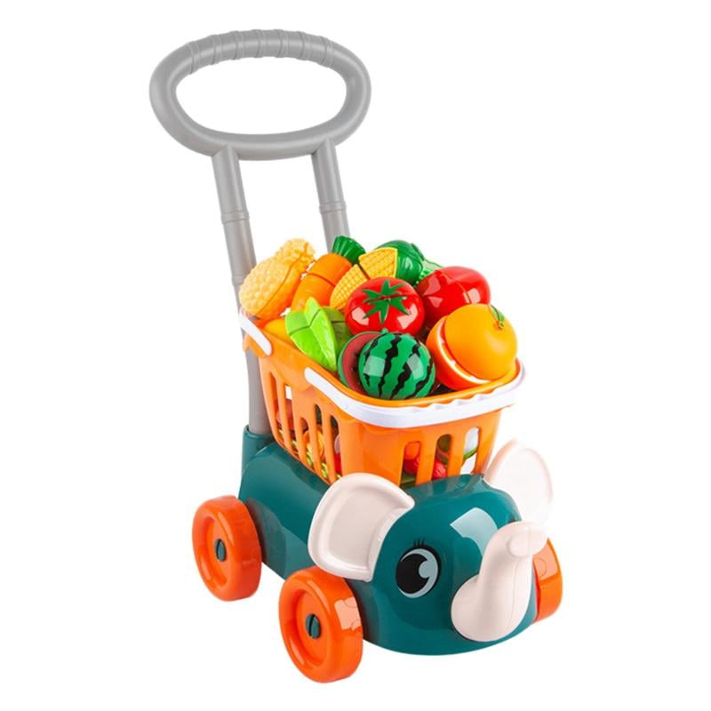 Shopping Cart for Toddler 3 4 5 Years Old, Grocery Cart Include Fruits