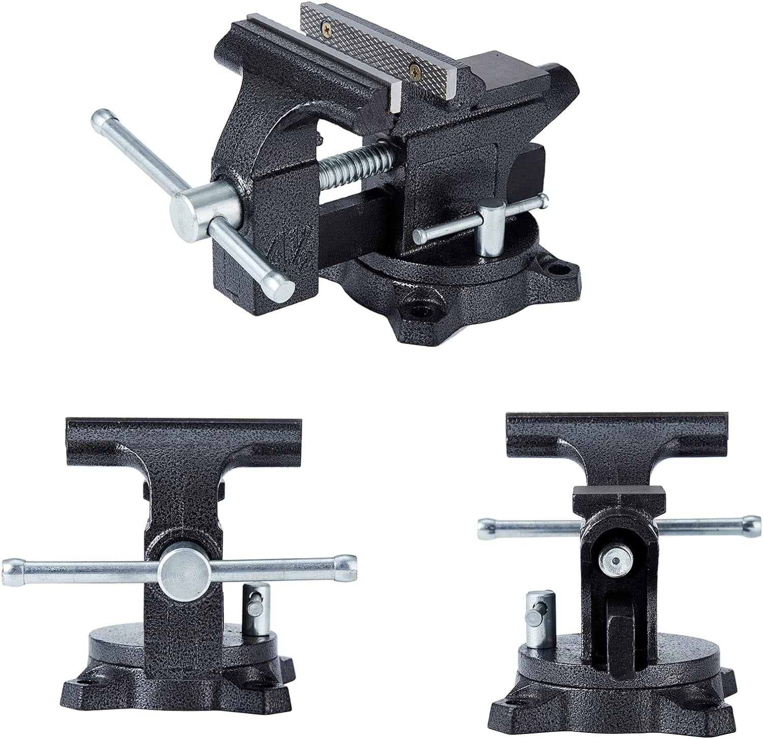 Gloppers Black Bench Vises, 4-1/2"Jaw Width with Swivel Base Table Vise Clamps