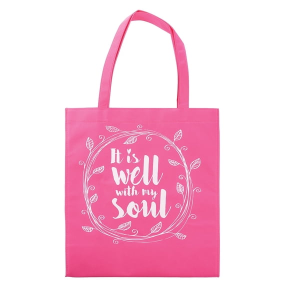 Pink Reusable Shopping Bag It Is Well With My Soul Women's Large Tote Bag for Groceries, Books, Supplies, Crafts, or Errands, With Love