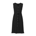 thumbnail image 4 of Tumotour Summer Tank Dress for Womens V Neck Sleeveless Button Down Party Dress Beach Dress With Pockets Knee Length Drawstring Tunic Midi Sundress, 4 of 6