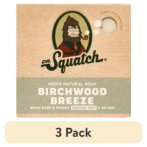 (3 pack) Dr. Squatch Men's Soap, Natural Bar Soap for Men, Birchwood Breeze, 5 oz
