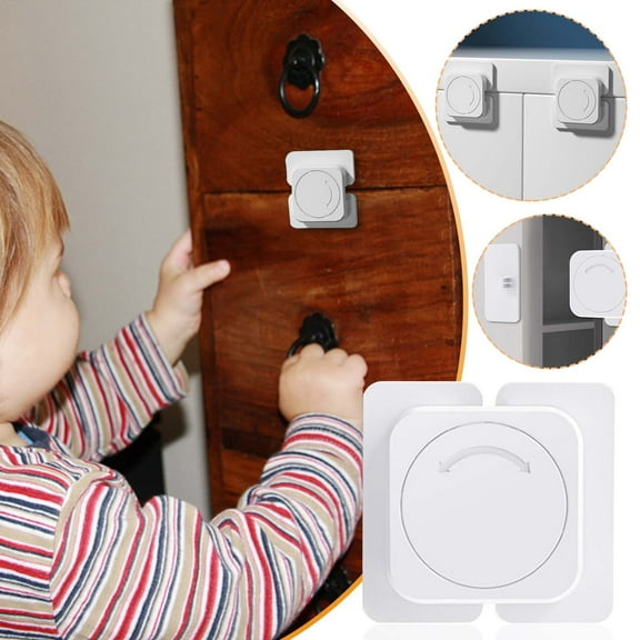 Safe Quick and Easy Adhesive Cabinet Drawer Door Latches No Screws & Magnets Multi-Purpose for Furniture Kitchen Ovens Toilet Seats Baby Locks Child Safety Cabinet Proofing