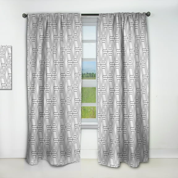 Designart 'Abstract Monochrome II' Scandinavian Curtain Panel