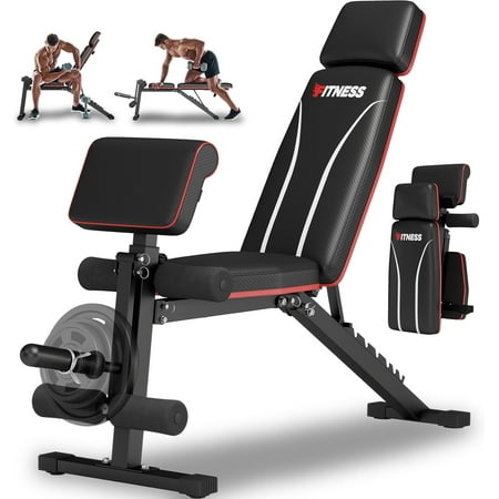 Foldable Weight , Adjustable Workout with Leg Extension, Preacher Pad, Extended Headrest, Space-saving Banco de Pesas for Home Gym, 800lbs Full Body Workouts Strength Training