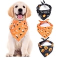 thumbnail image 1 of 3 baberos triangulares con diseño de calabaza para Halloween, para perros y gatos., 1 of 8