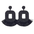 thumbnail image 4 of Pendientes colgantes con borlas de moda para mujer, pendientes de cuentas hechos a mano para boda, E1142 negro, 4 of 5
