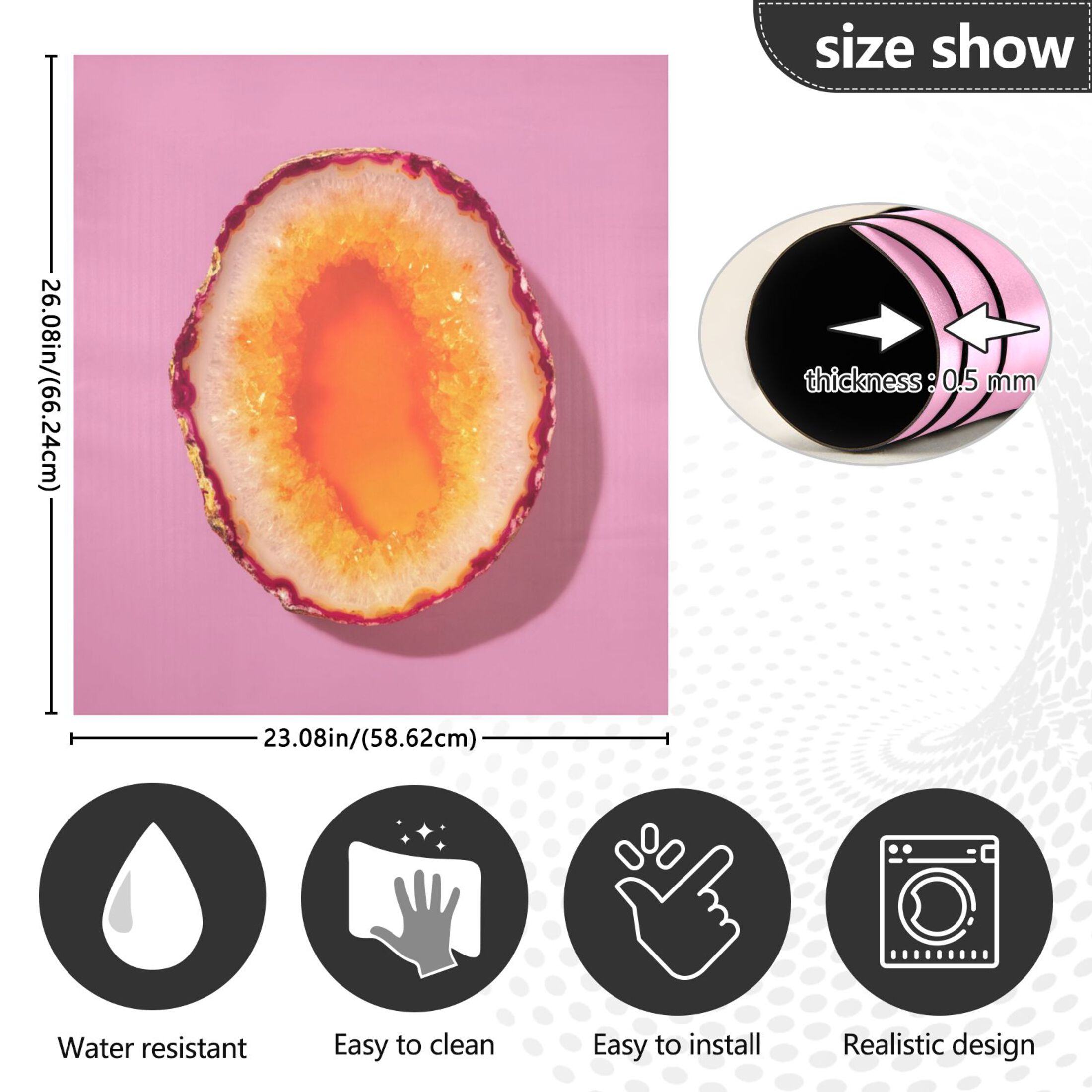 IAUYY Magnetic decorative sticker - 23x26 Inch PVC Refrigerator Decorative Cover, Removable DIY Art for Kitchen Appliances Half A Piece Of Agate