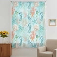 thumbnail image 2 of Teal Red Coastal Sheer Curtains 54 Inches Long, Nautical Seahorse Beach Coral Starfish Light Filering Curtains, Breathable Simi Curtain Privacy Drapes for Kitchen Bathroom Small Window Treatment, 2 of 9